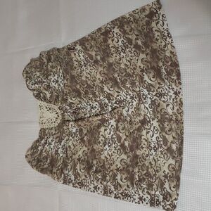 Maurices. Strapless; Cream Lace Center; Brown Scroll Work Top.  Size L. EUC.